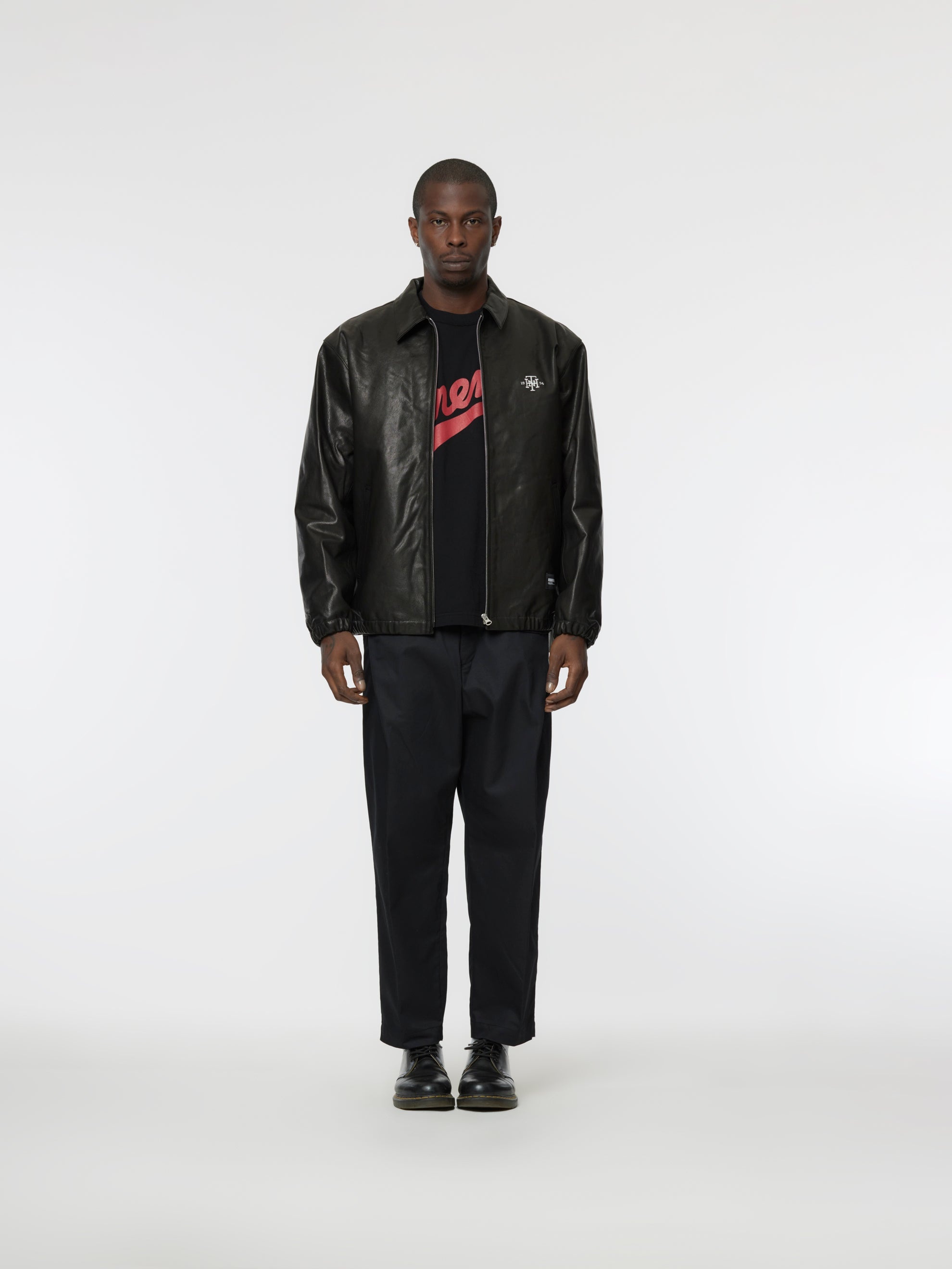 NEIGHBORHOOD LEATHER ZIP WORK JACKET (BLACK) | unionlosangeles  