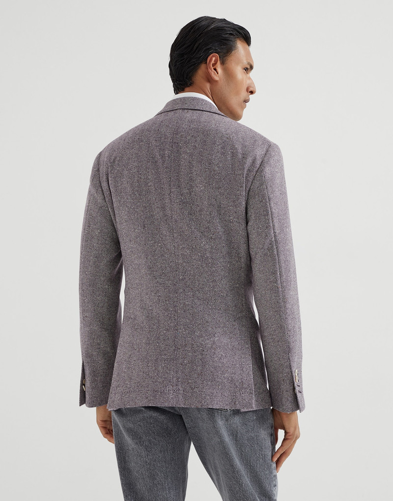 Brunello Cucinelli Wool and cashmere flecked chevron deconstructed blazer outlook
