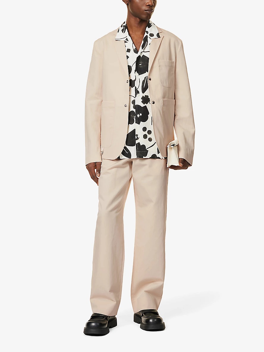 La Veste Jean notched-lapel cotton and linen-blend jacket - 2