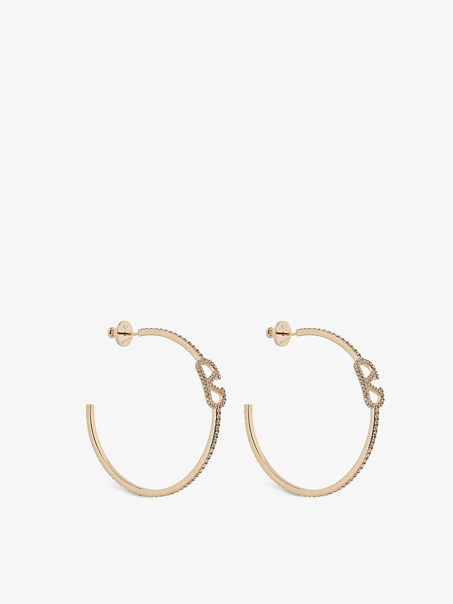 Logo-embellished brass earrings - 1