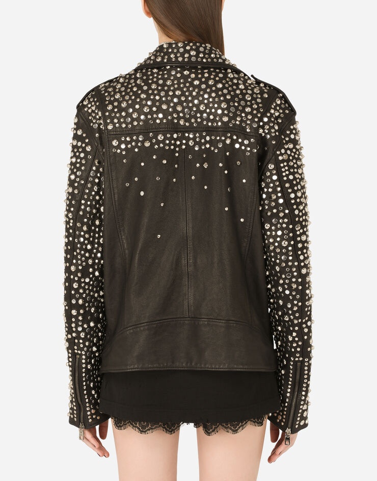 Studded leather biker jacket - 3