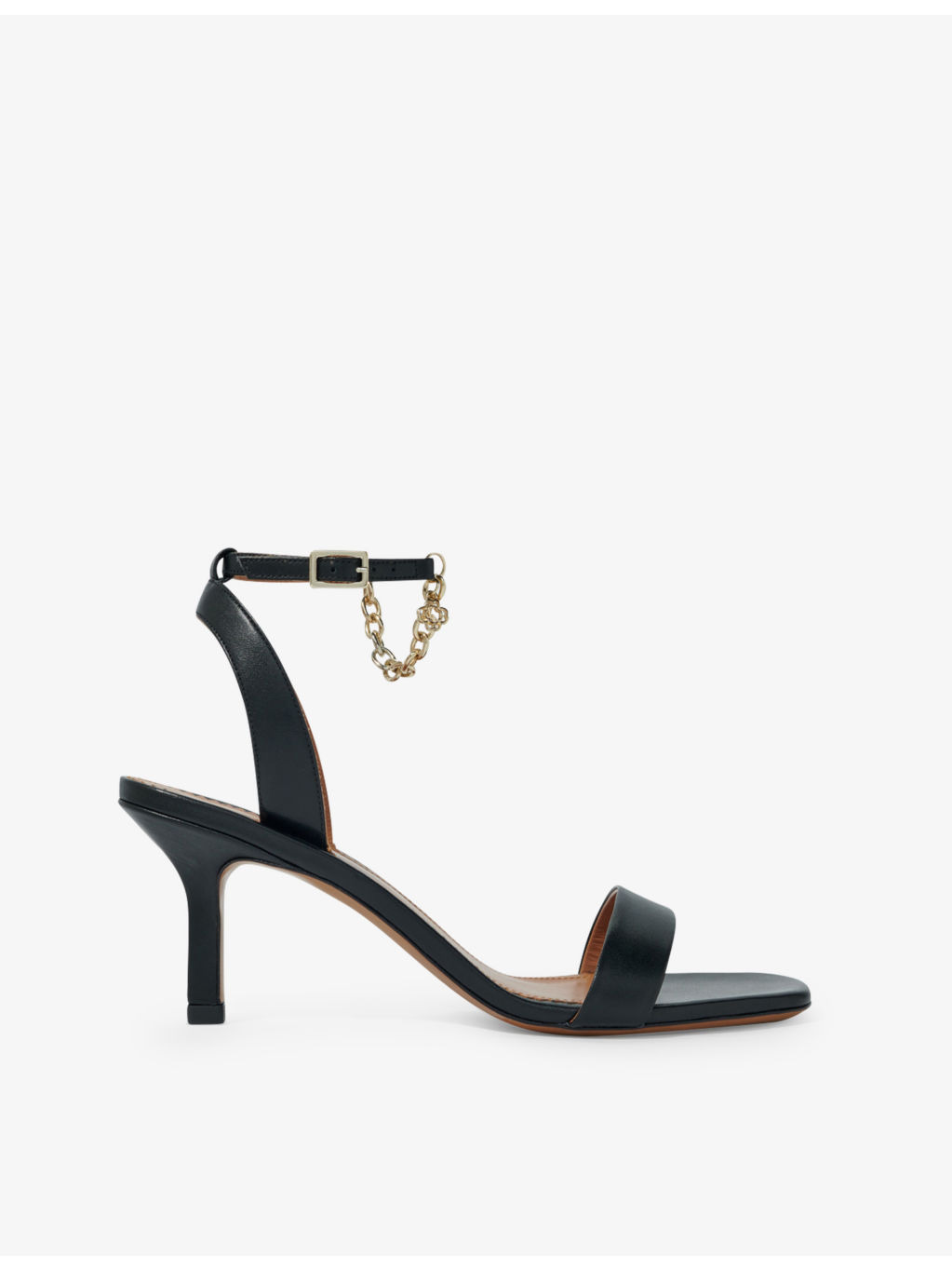 Chain-strap leather heeled sandals - 1