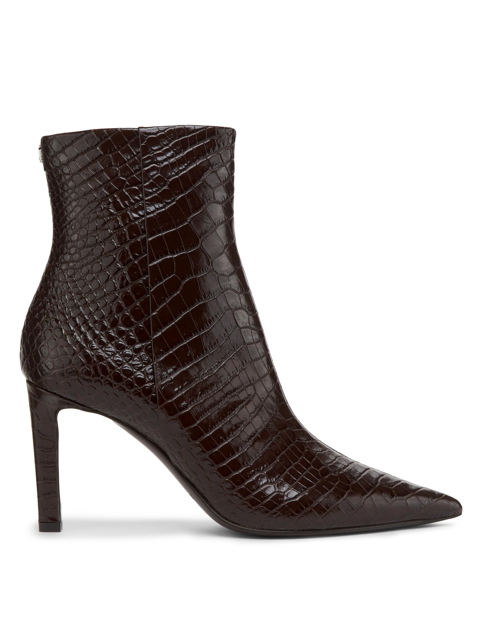 Women's Frankie 85MM Embossed Leather Booties - Chocolate - 1