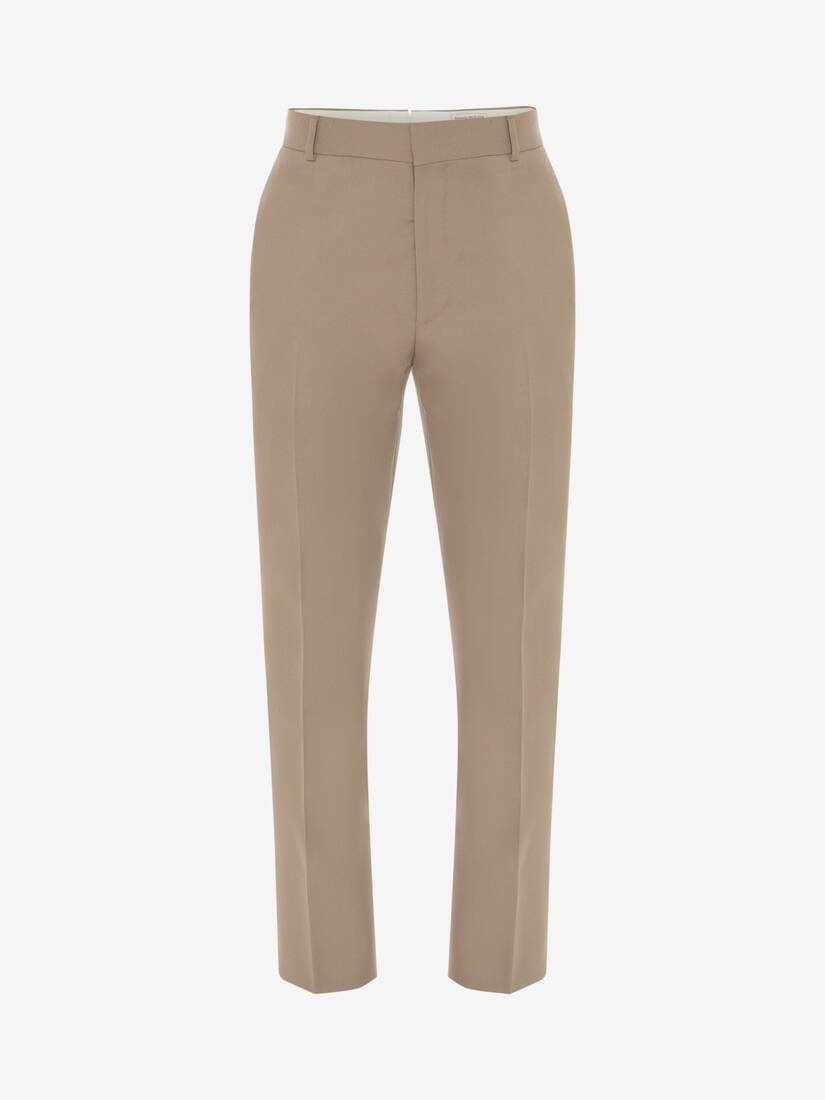 Men's Tailored Cigarette Trousers in Beige - 1