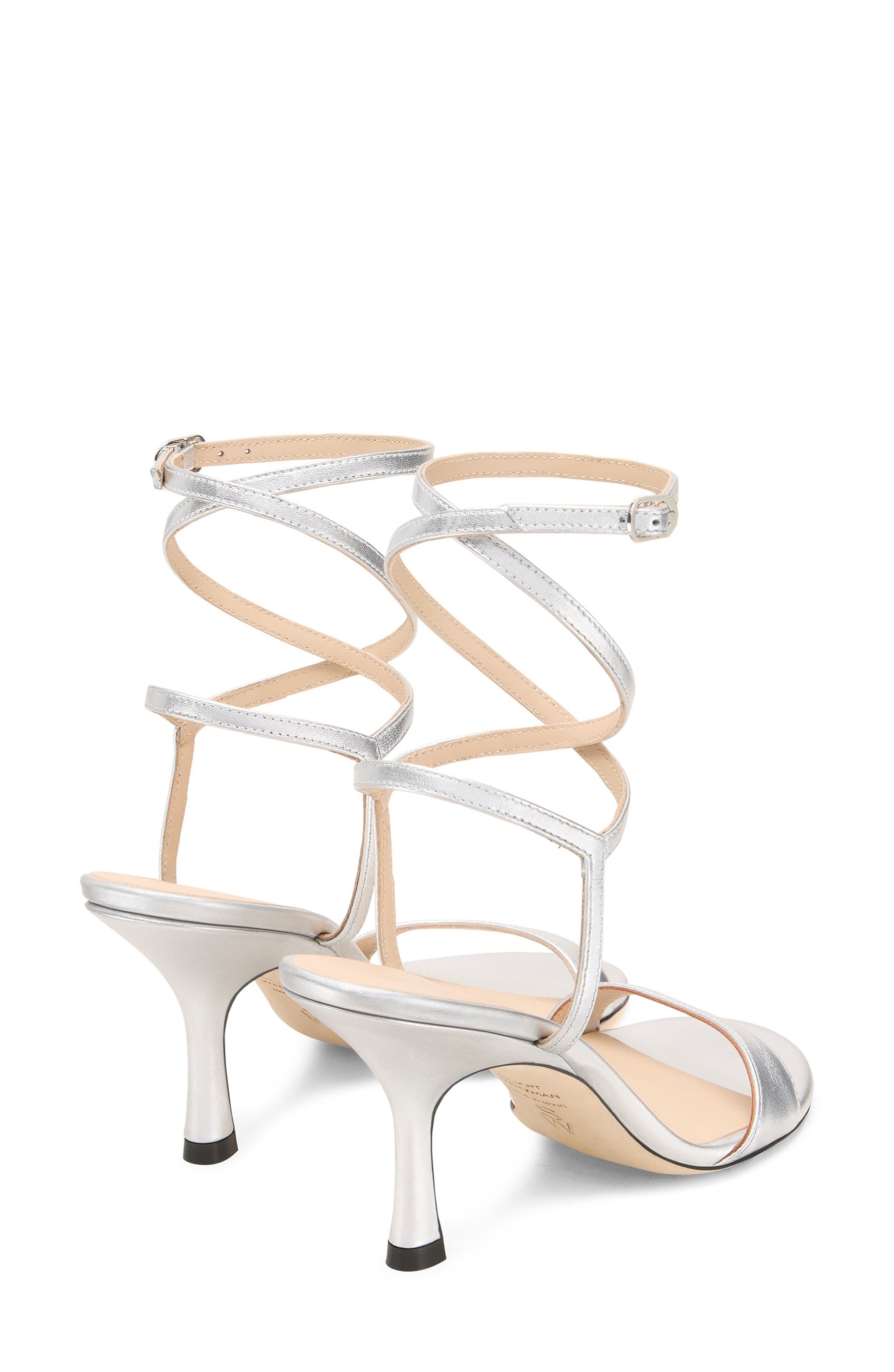 Stuart Weitzman Nudist Wrap 85 Sandal in Silver at Nordstrom - 2