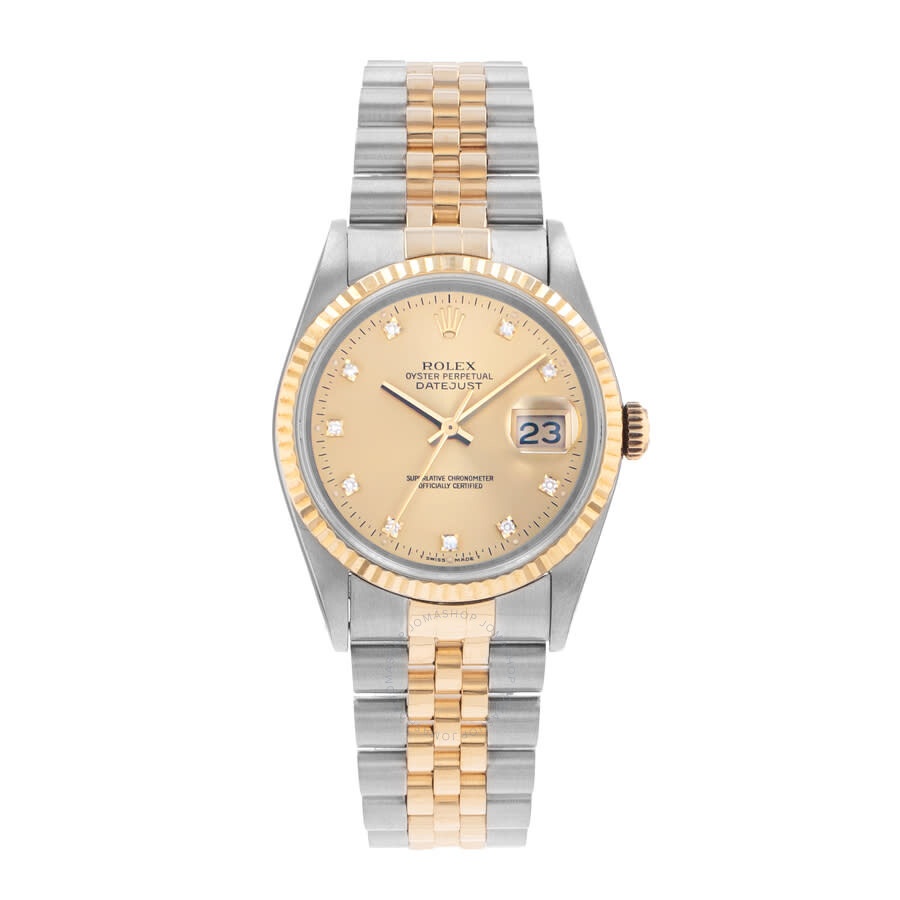 Pre-owned Rolex Datejust 36 Automatic Chronometer Diamond Champagne Dial Men's Watch 16233 CDJ - 2