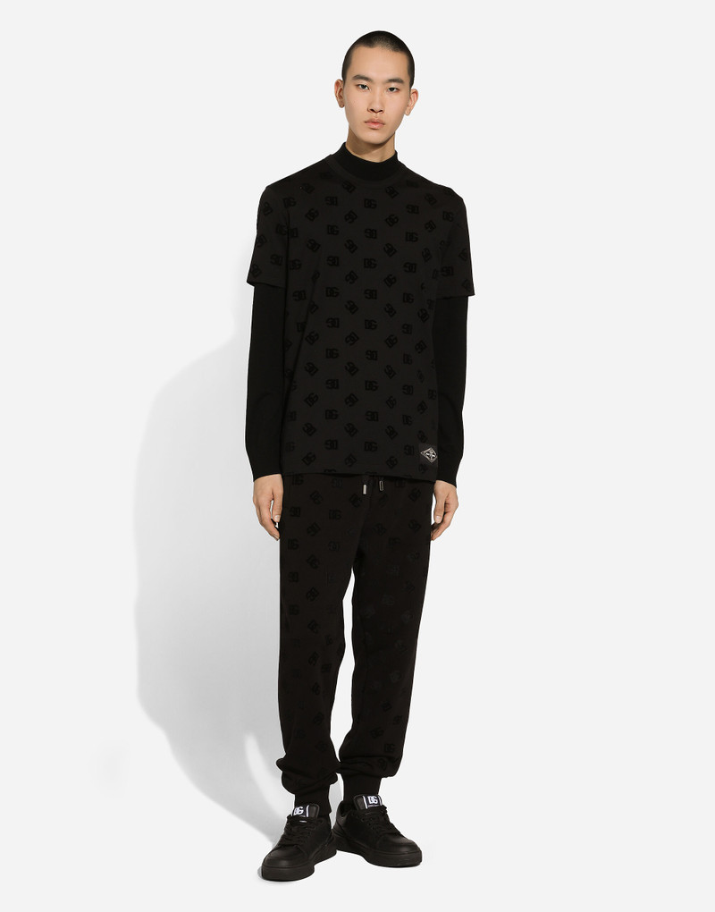 Dolce & Gabbana Cotton T-shirt with all-over flocked DG print outlook