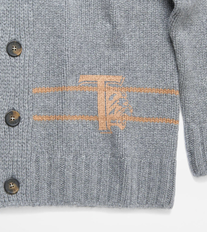 CASHMERE BLEND CARDIGAN - GREY 3