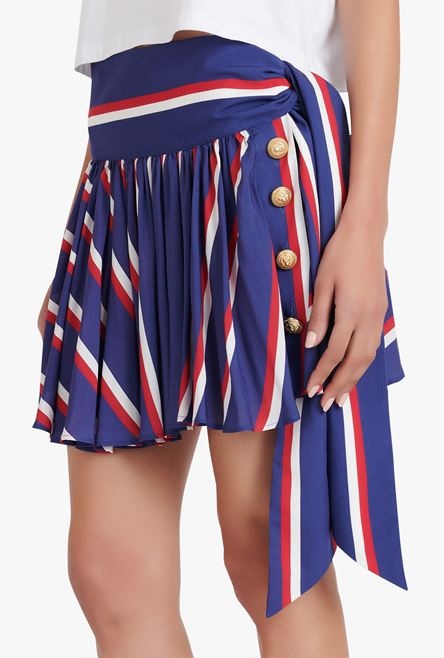 HIGH SUMMER CAPSULE - Blue and red striped pleated skirt - 9