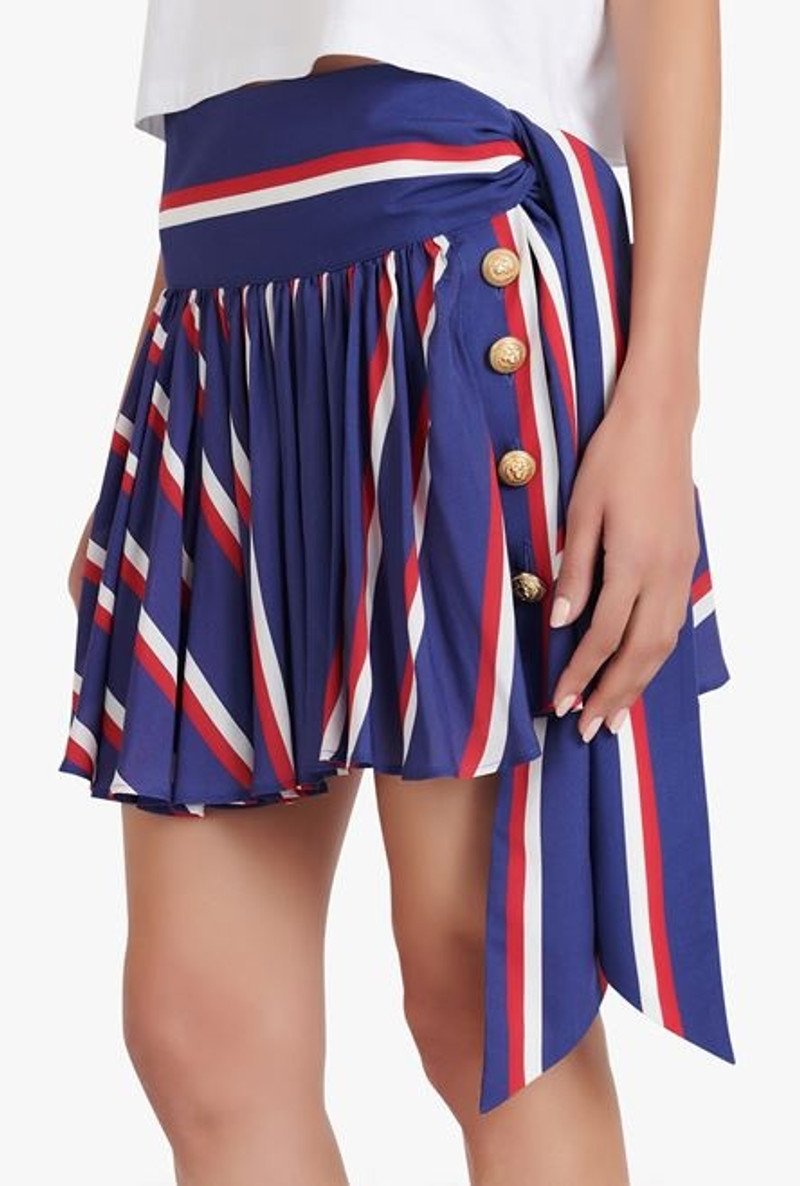 HIGH SUMMER CAPSULE - Blue and red striped pleated skirt 9