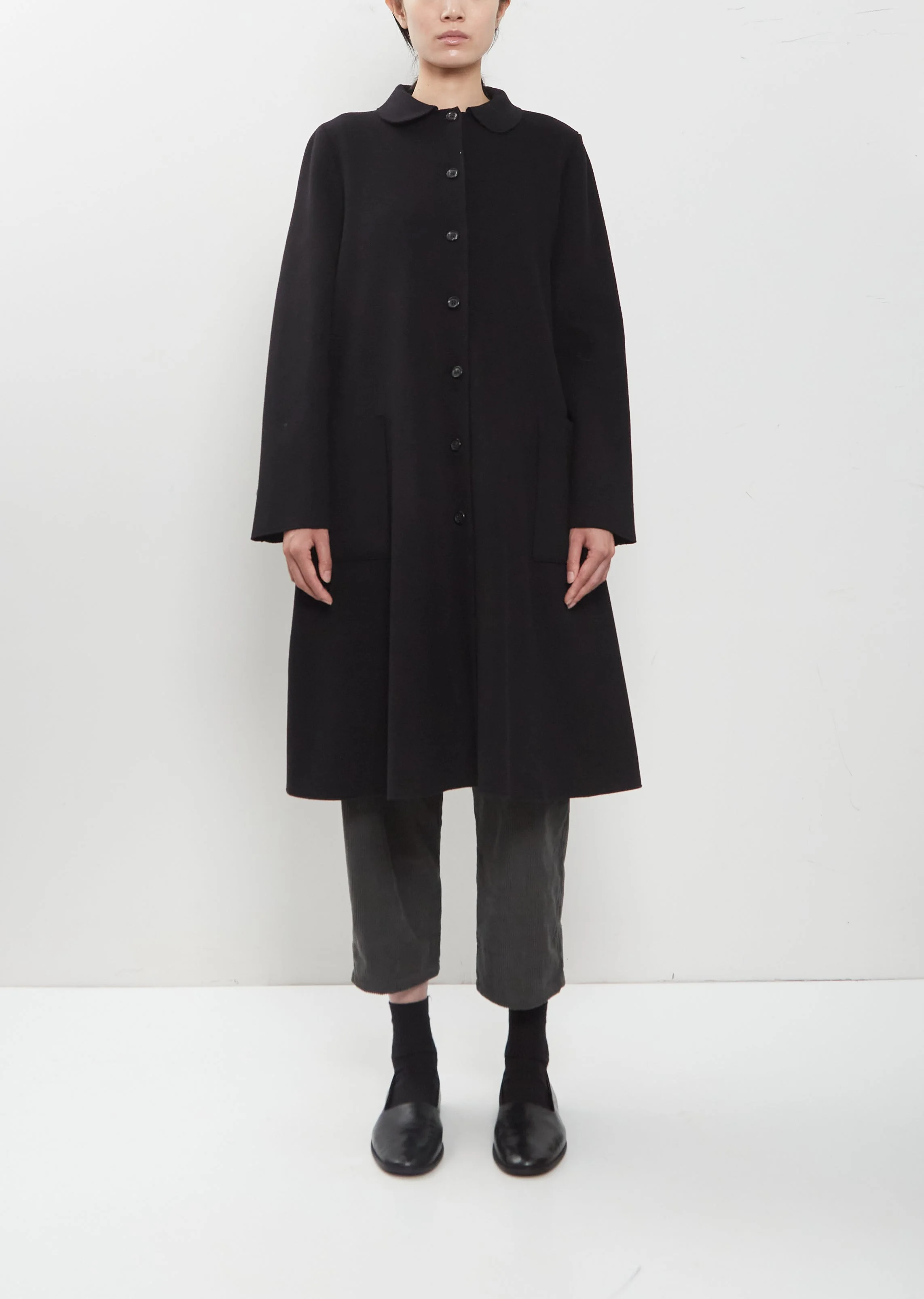 Round Collar Fleece Coat - 1