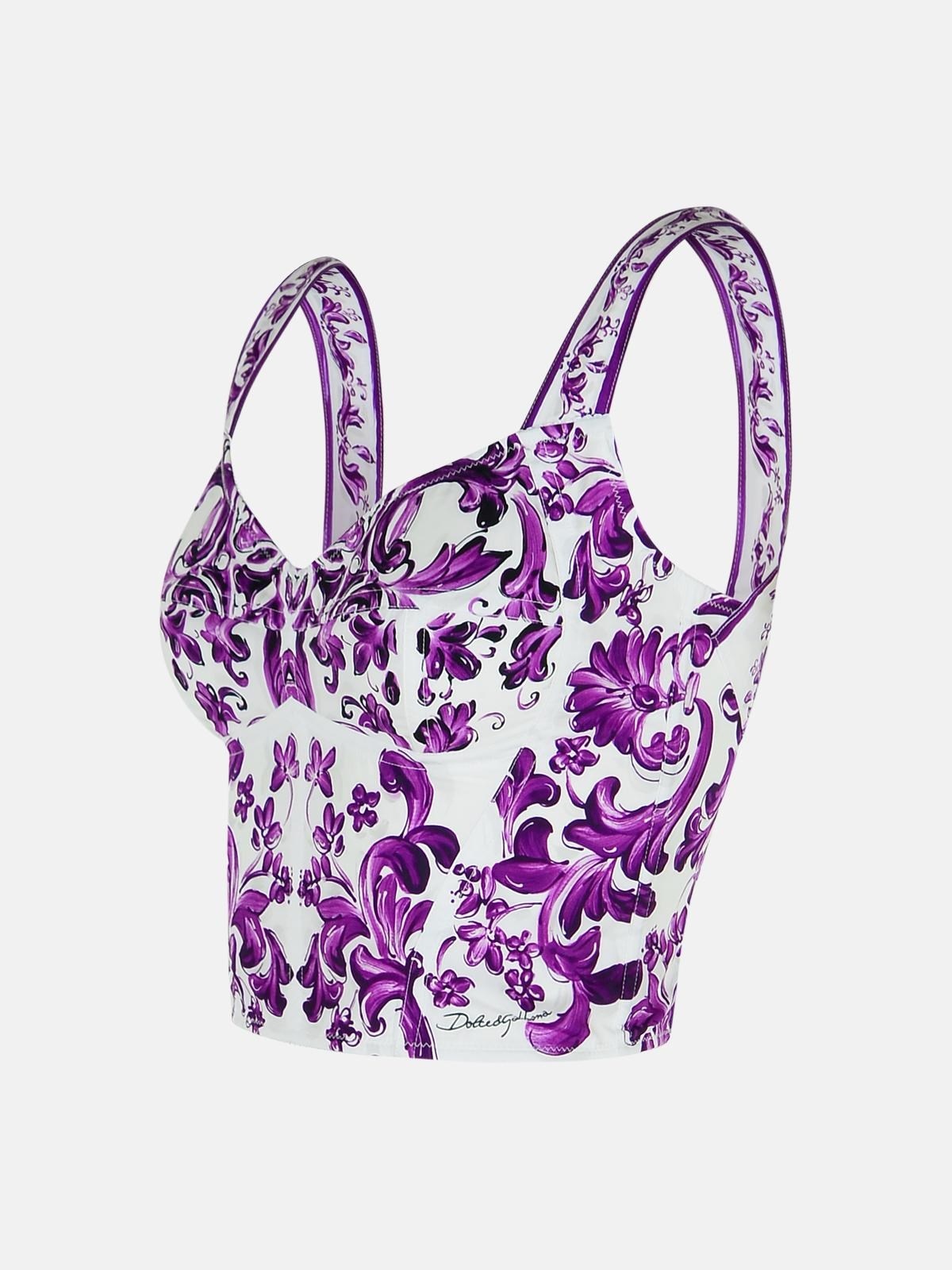 MAJOLICA PRINT COTTON BLEND BUSTIER - 2