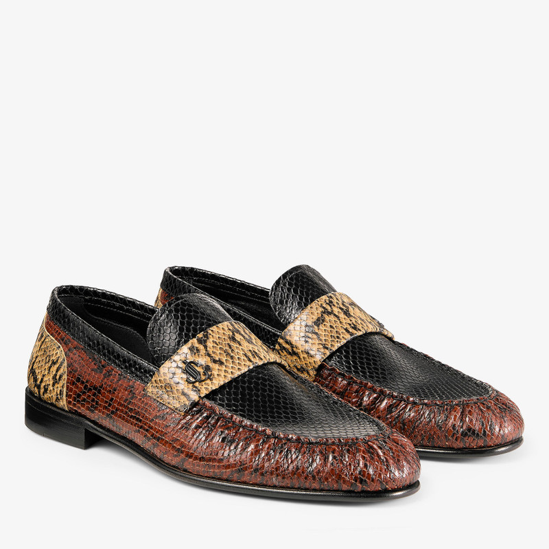 Ellis Loafer M Cognac Kigali Snake Printed Leather Loafers 2