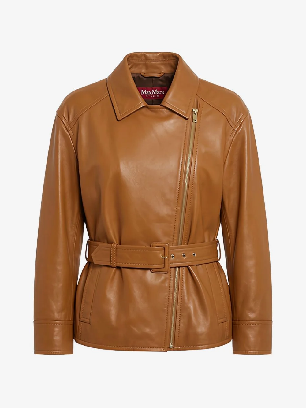 Giusto belted leather biker jacket - 1