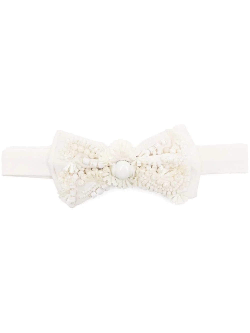 bead-detailing silk bow tie - 1