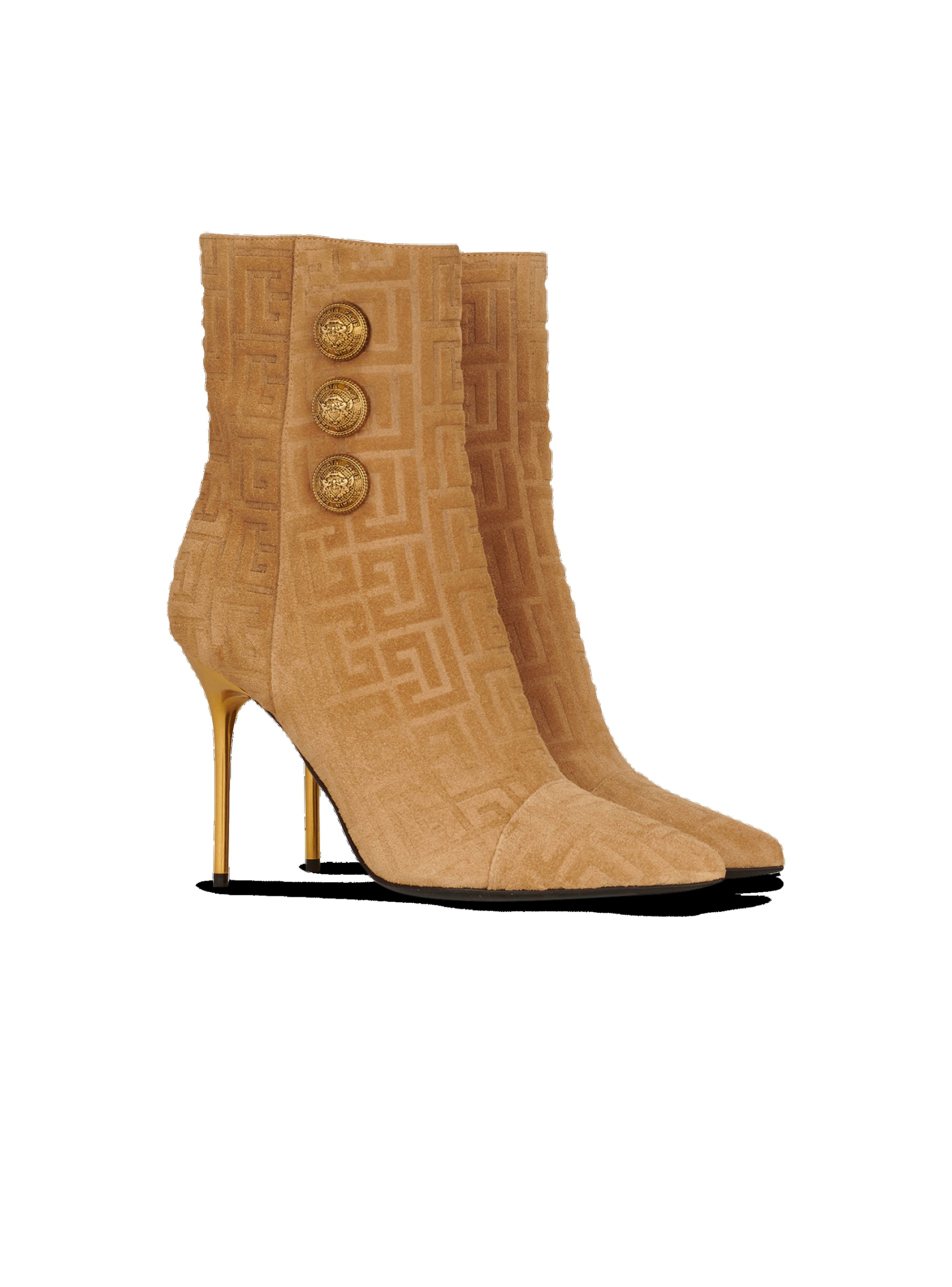 Debossed suede Roni ankle boots with Balmain monogram - 2