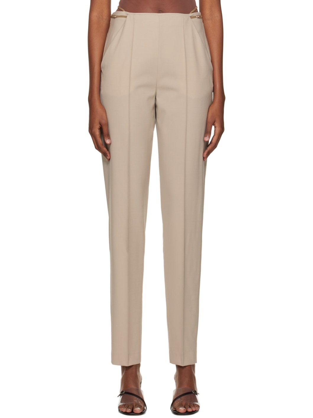 Beige Tailored Trousers - 1