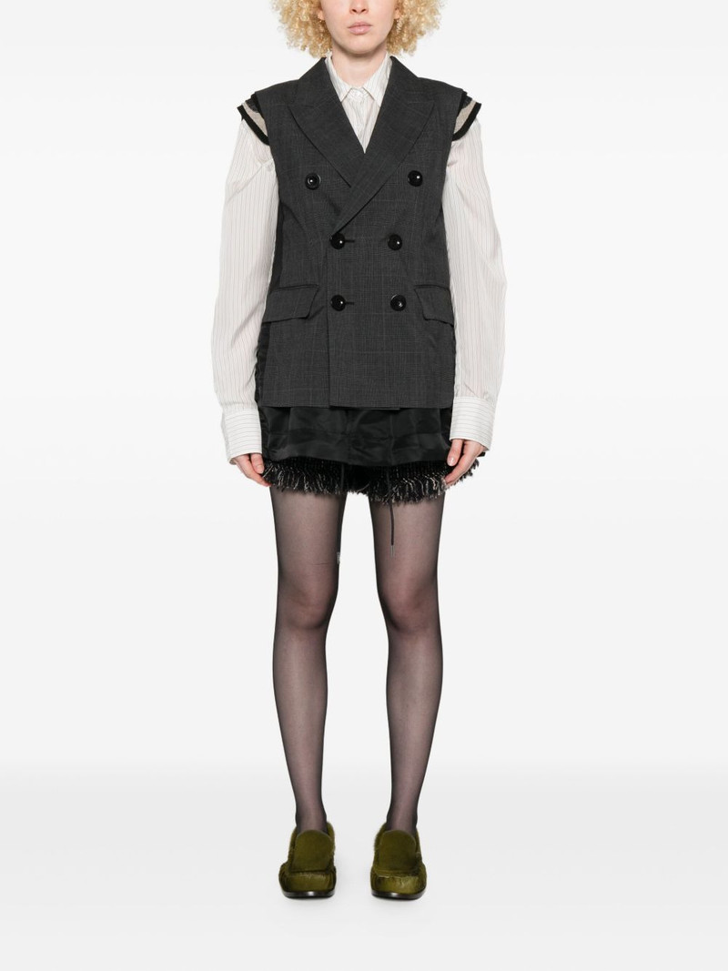 sacai Glen double-breasted checked vest outlook