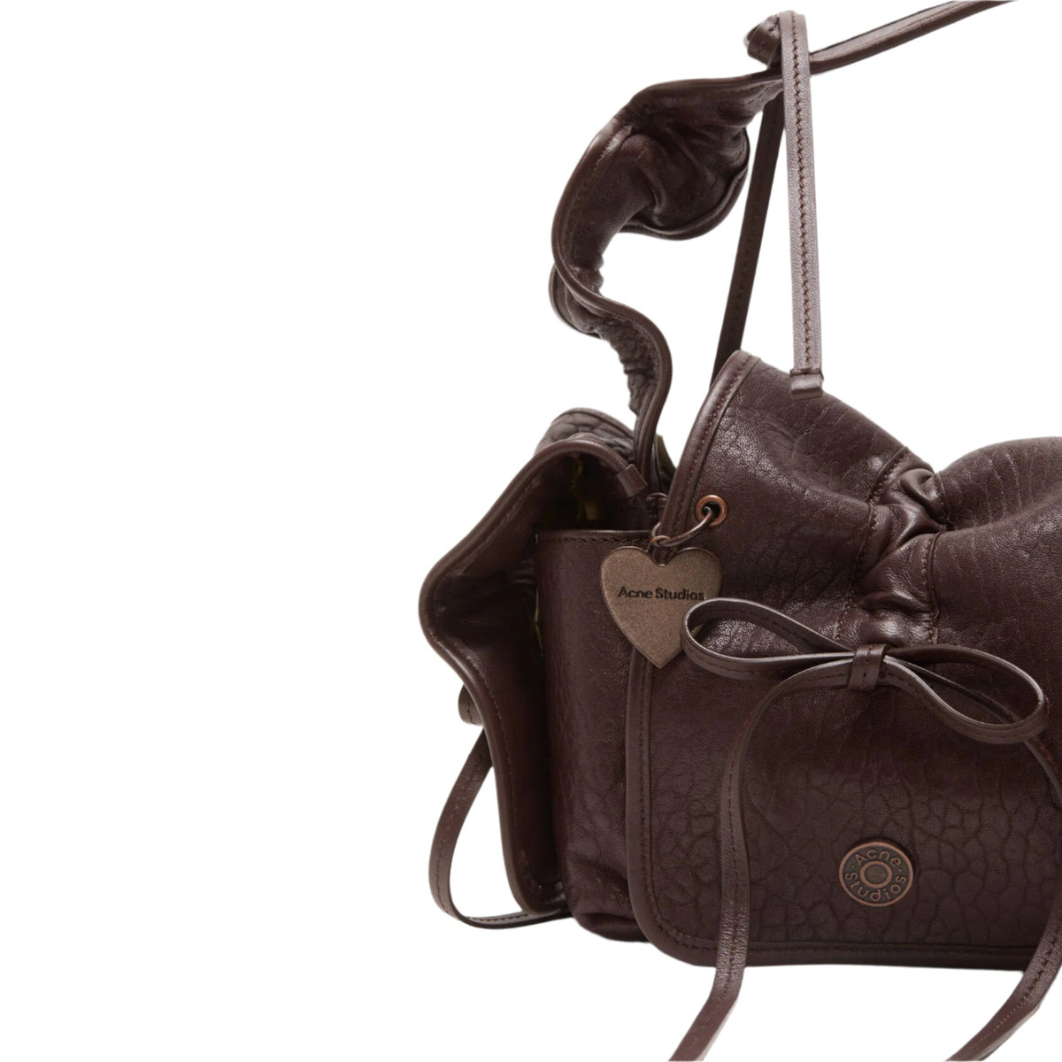 MULTIPOCKET GRAINED LEATHER BAG (CHOCOLATE BROWN) - 3