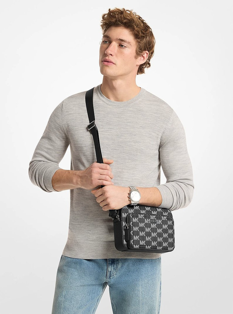Cooper Logo Jacquard Denim Flight Bag 4