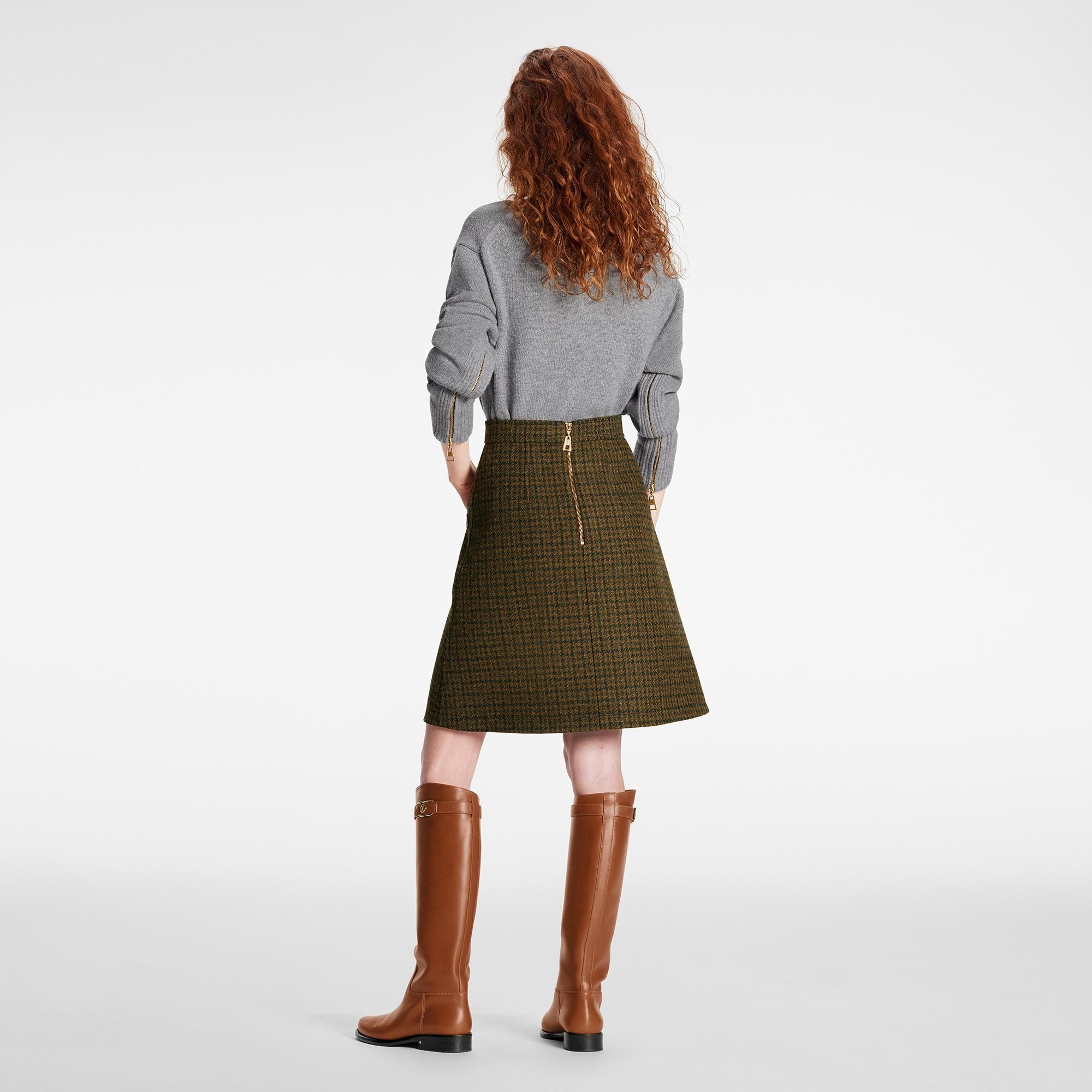 Preppy Houndstooth A-Line Skirt - 3