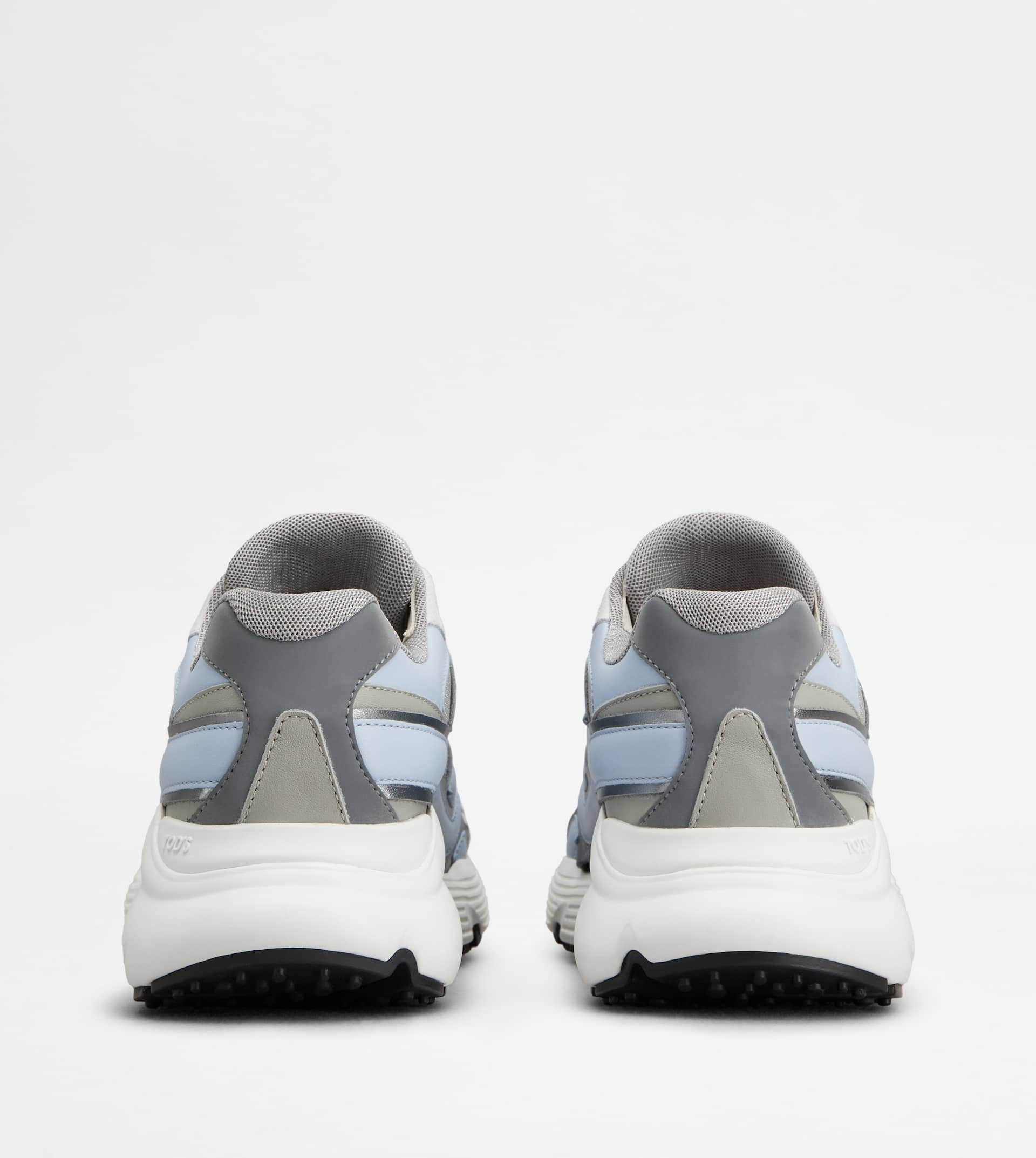 SNEAKERS IN LEATHER AND TECHNICAL FABRIC - SKY BLUE, GREY - 2