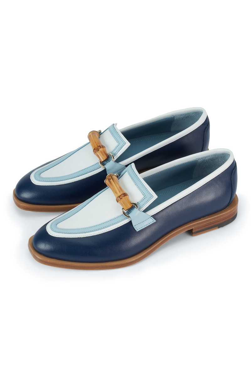 Navy & White Leather Loafer 1