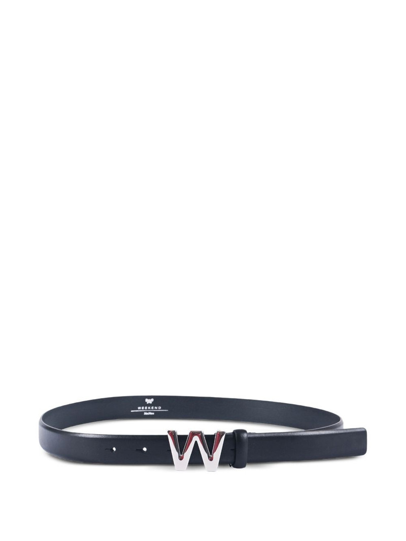 logo-buckle leather belt 1