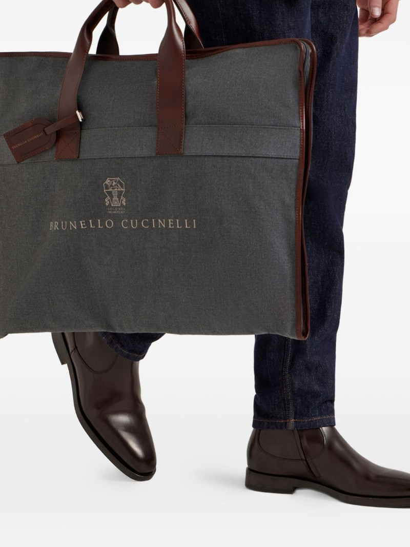 Brunello Cucinelli leather-trimmed suit carrier outlook