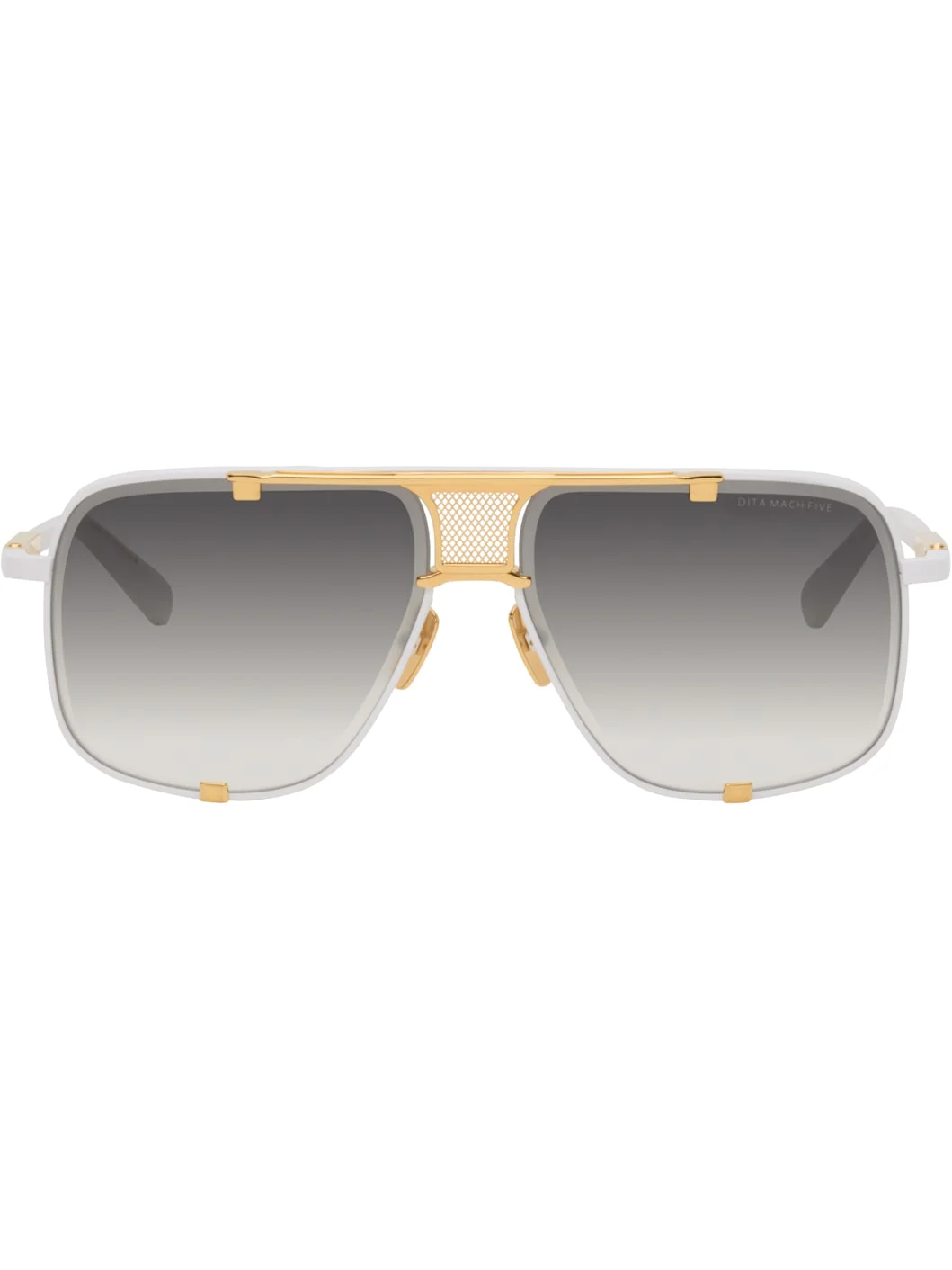 White & Gold Mach-Five Sunglasses - 1
