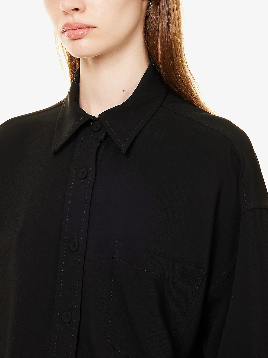 Iconic split-side silk-crepe shirt - 5