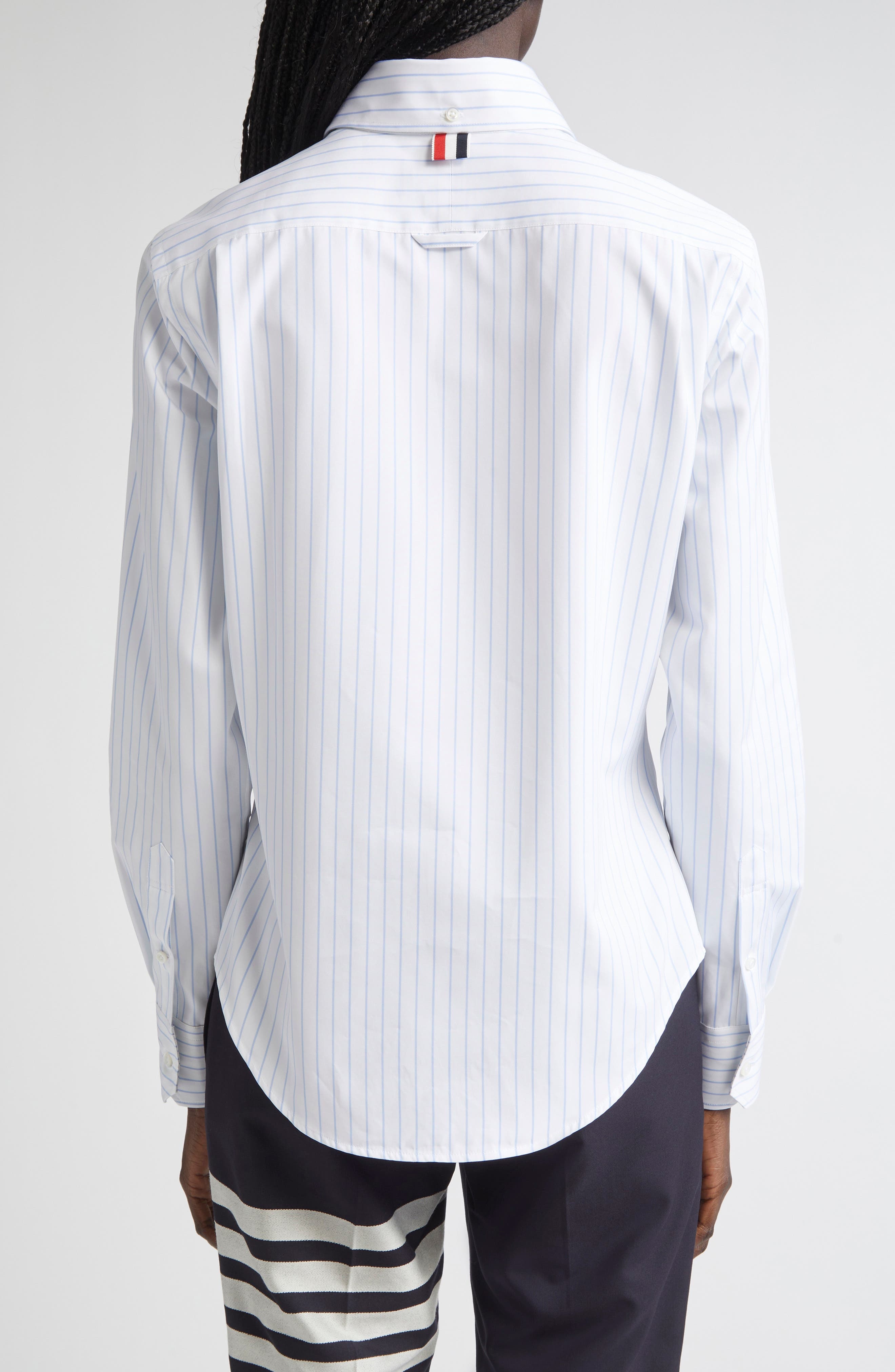 Thom Browne Classic Stripe Cotton Button-Up Shirt in Light Blue at Nordstrom - 2