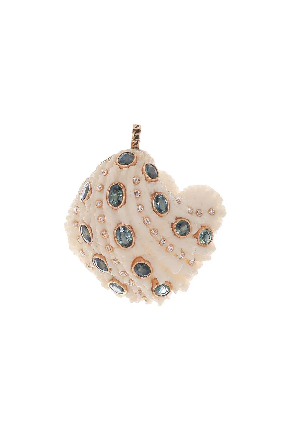 Kyanite Diamond Shell Pendant - 1