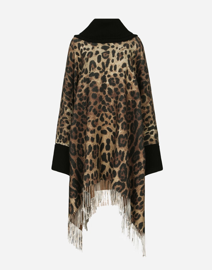 Cashmere and wool poncho with fringing - 1