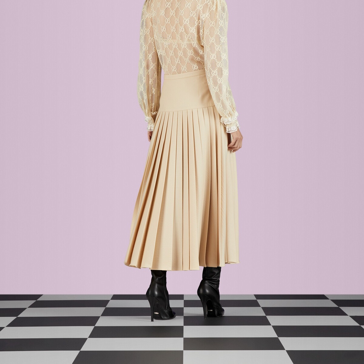Pleated wool flannel skirt - 7