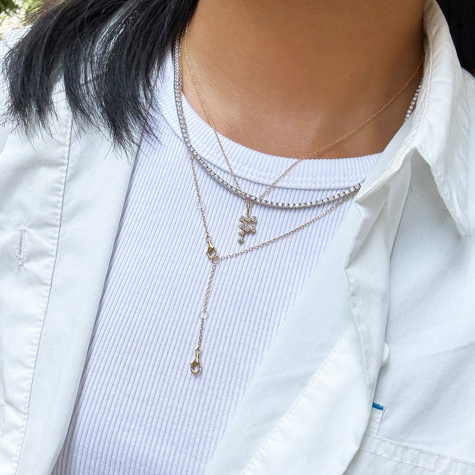 Unflippable Tennis Necklace in White Gold - 10