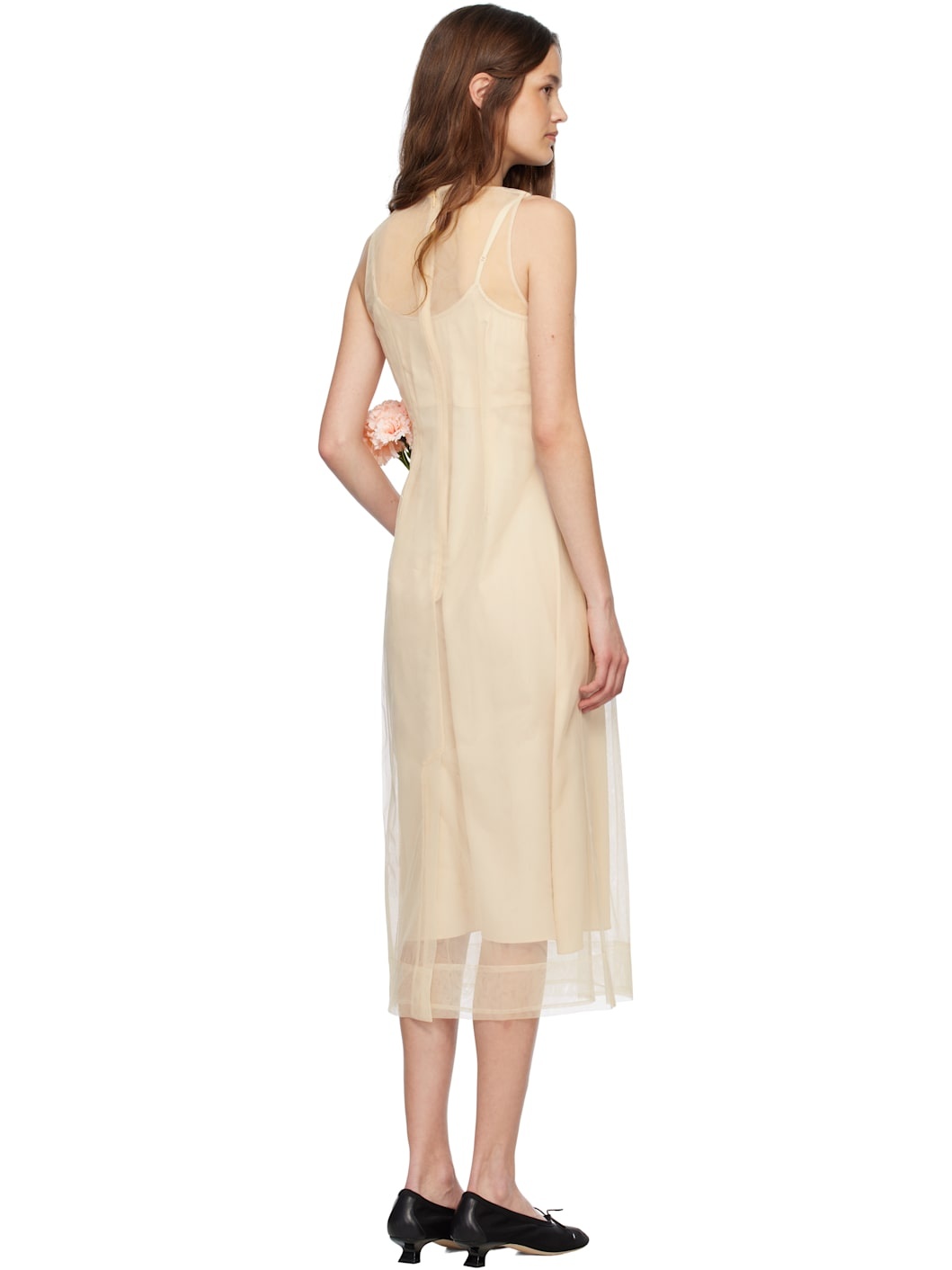 Beige Carnation Dart Midi Dress - 3