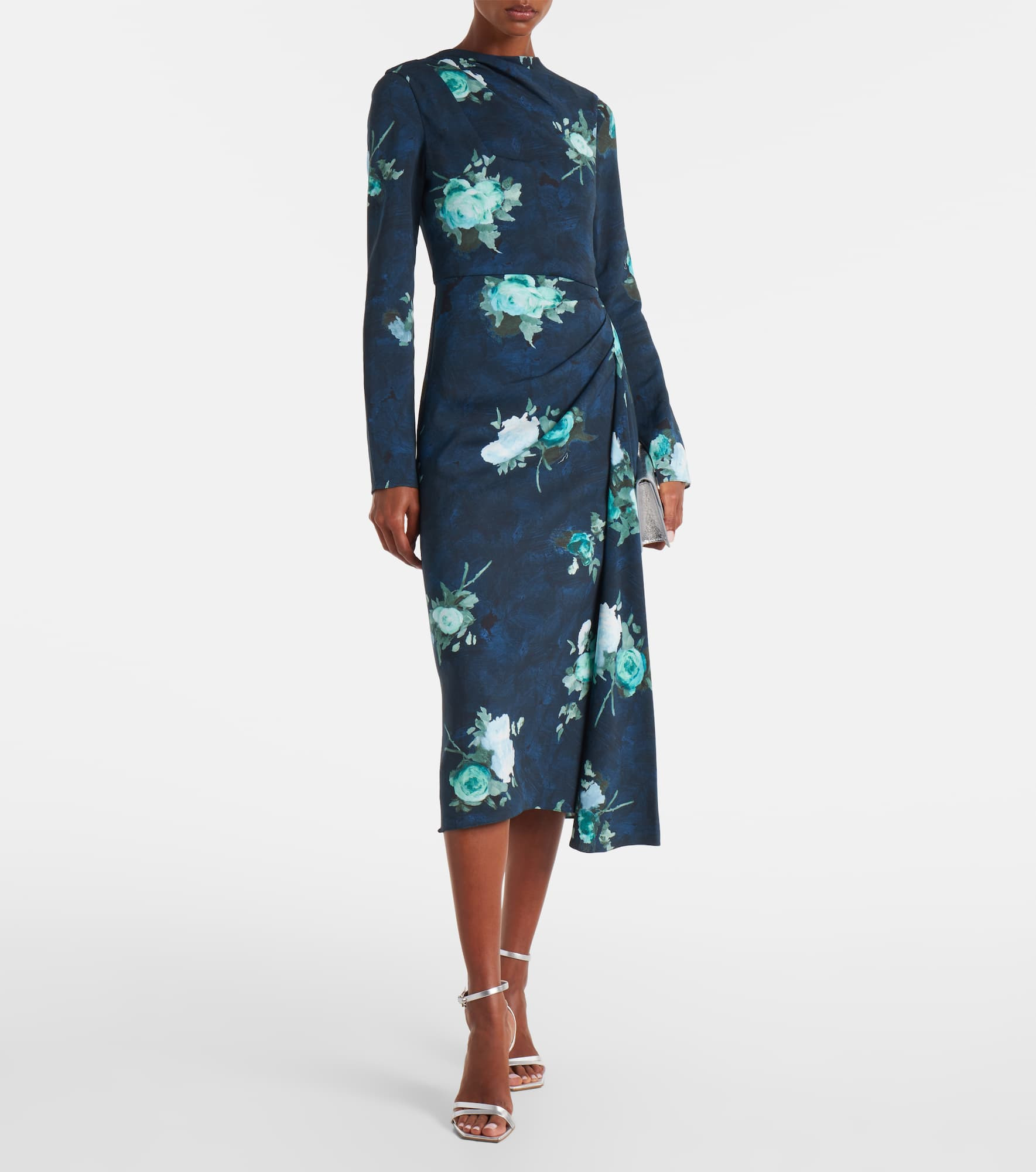 Floral draped cady midi dress - 2