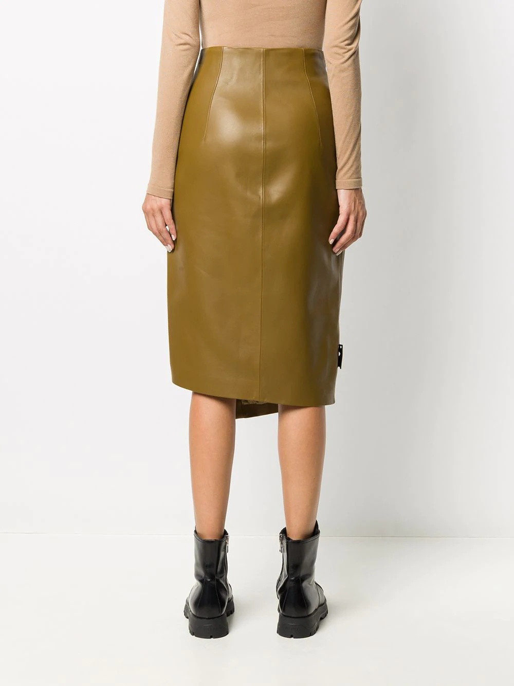 leather asymmetric pencil skirt - 4