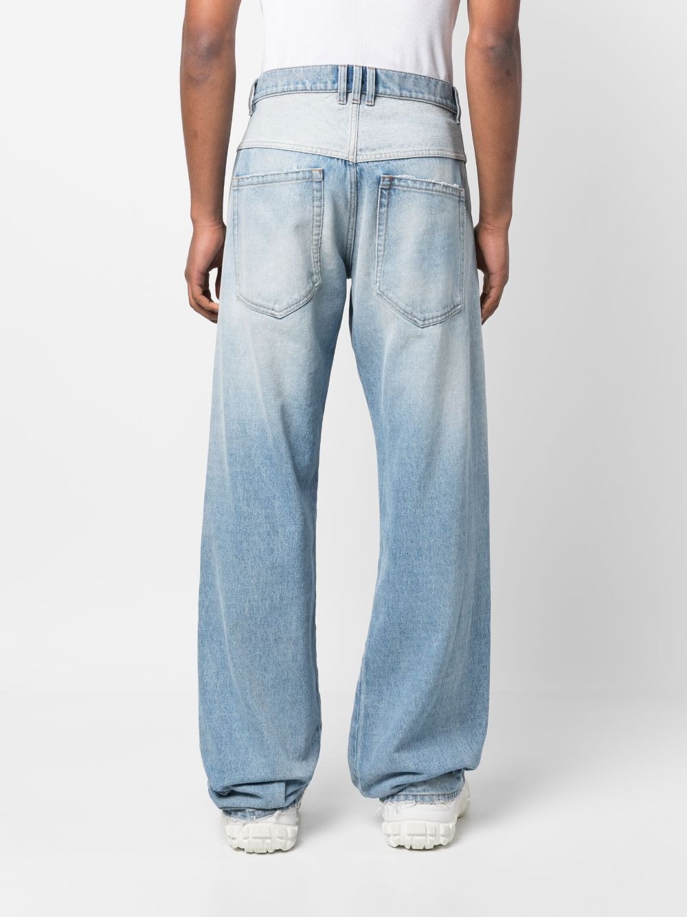 exposed-pocket cotton jeans - 4