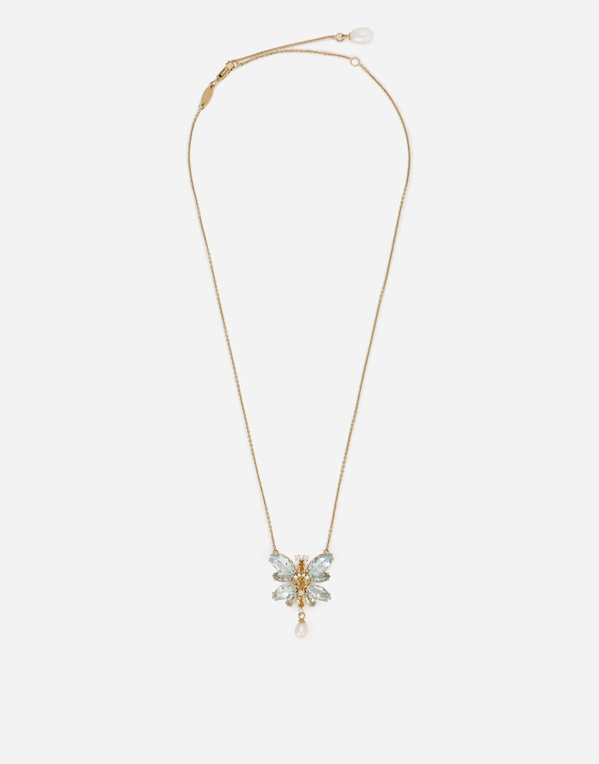 Butterfly Necklace 18-carat yellow gold and aquamarine - 1