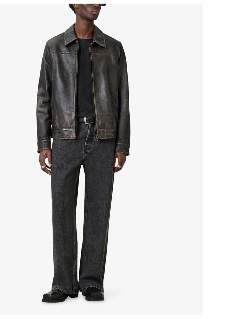 ALLSAINTS Alkan regular-fit zip-up leather jacket outlook