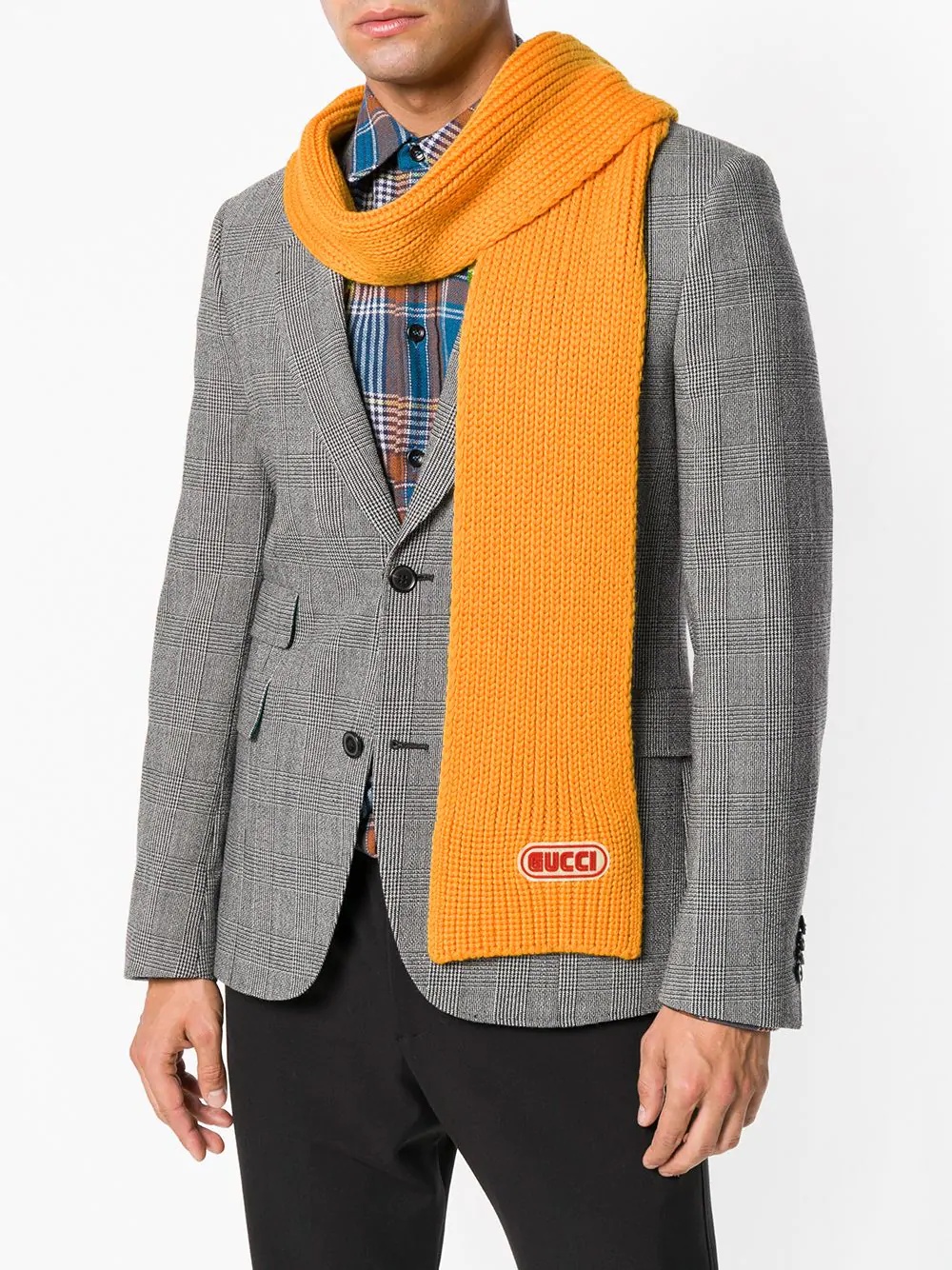 wool scarf with Gucci patch - 2