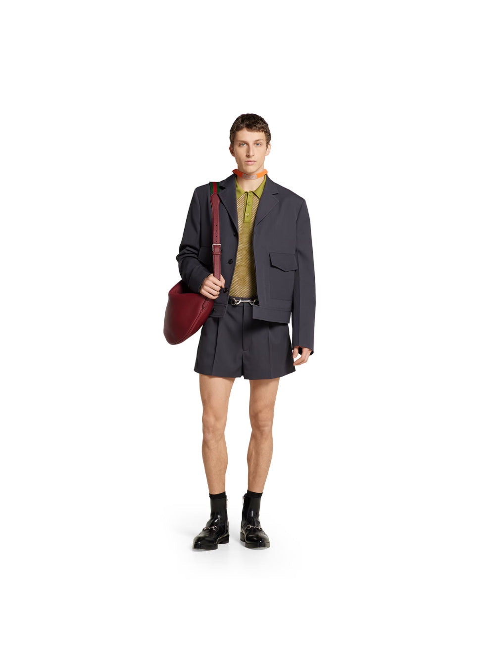 Gucci Men Grey Shorts With Tonal Logo Lettering Embroidery On The Front In Wool Man - 4