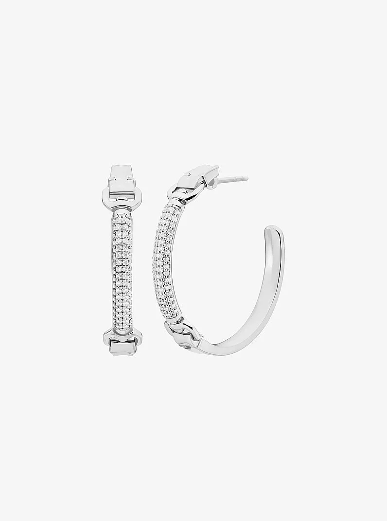 Pavé Horsebit Hoop Earrings - 1
