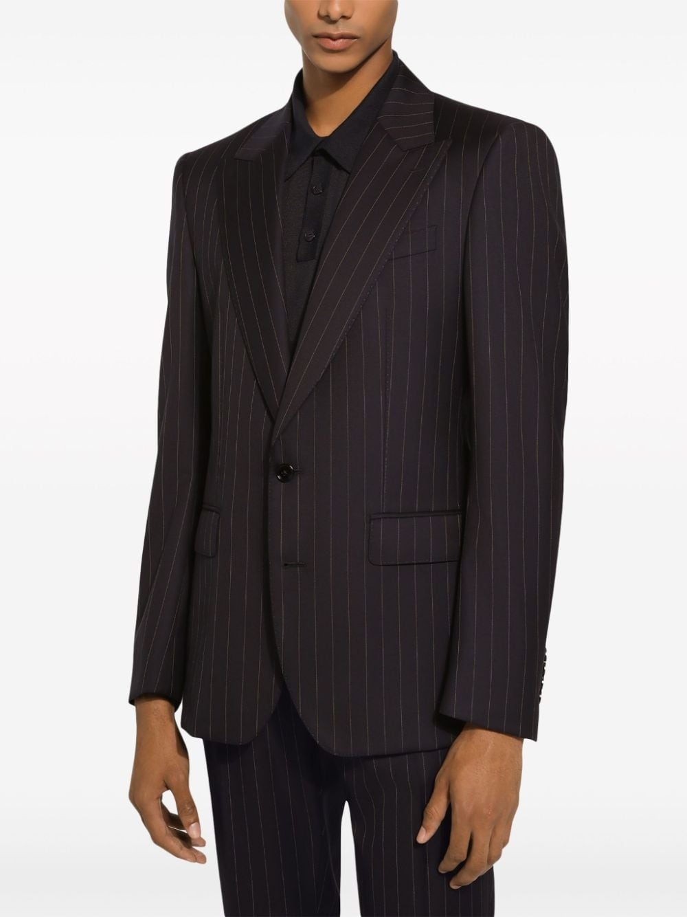 striped single-breasted blazer - 5