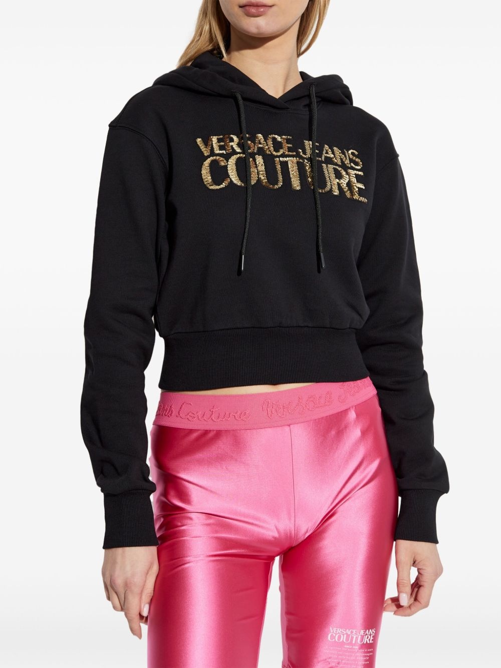 sequin-logo hoodie - 3