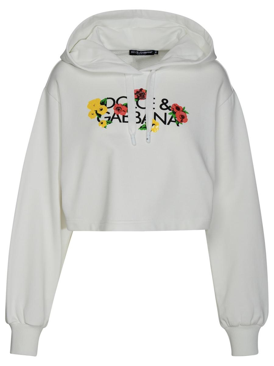 DOLCE & GABBANA WHITE COTTON SWEATSHIRT - 1