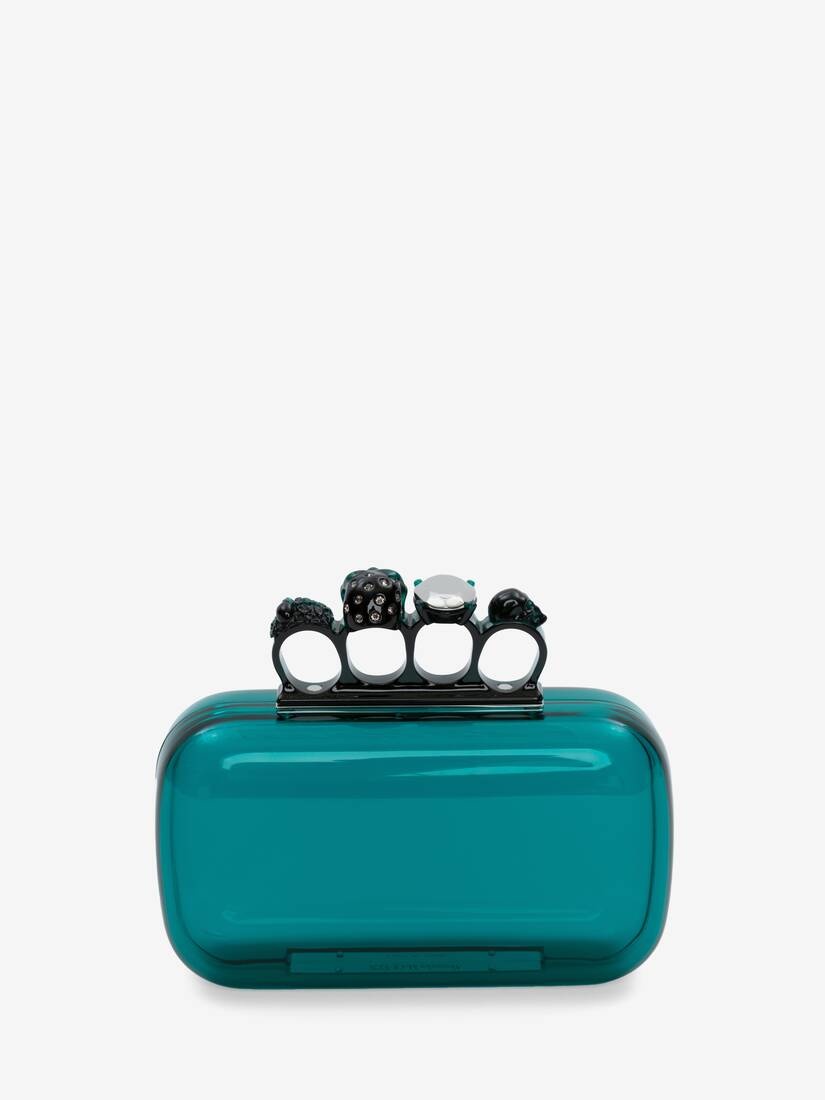 Women's Skull Four Ring Clutch in Turquoise - 3