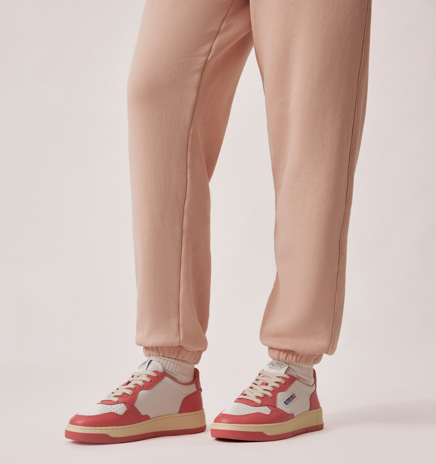 MEDALIST LOW BICOLOR SNEAKERS IN WHITE AND TEAROSE LEATHER - 2